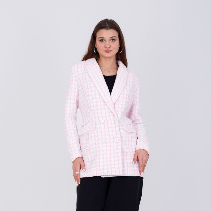 Wool Blazer With Buttons -Baby Pink