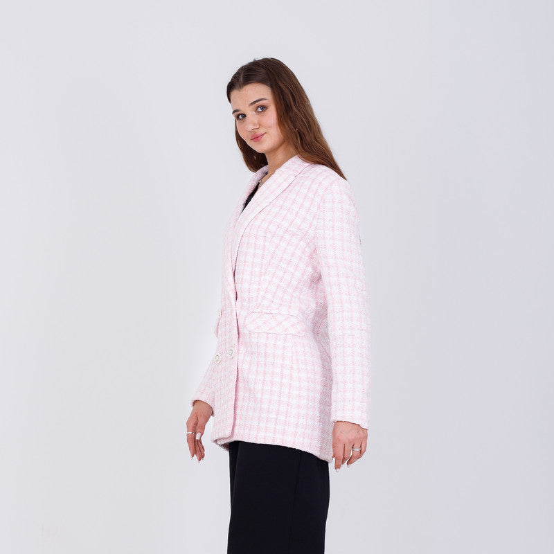 Wool Blazer With Buttons -Baby Pink