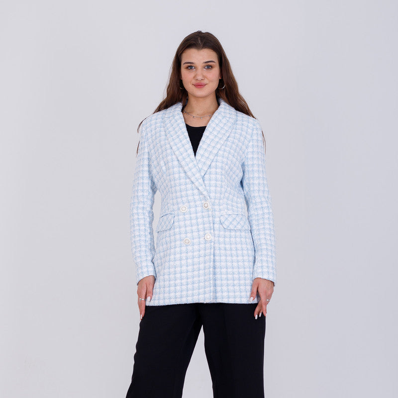 Wool Blazer With Buttons -Baby Blue