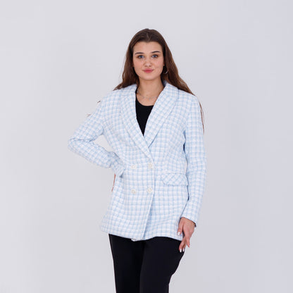 Wool Blazer With Buttons -Baby Blue