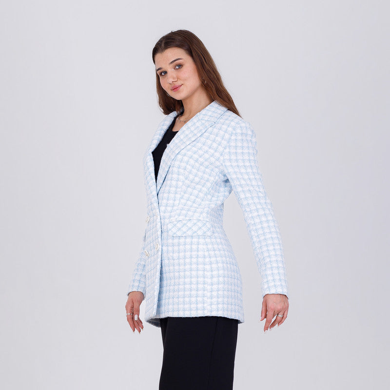 Wool Blazer With Buttons -Baby Blue