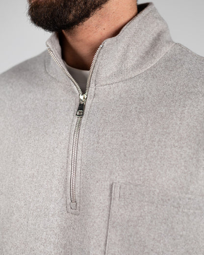Wool Solid Quarter-Zip Sweatshirt – Grey