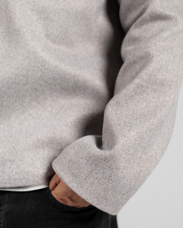Wool Solid Quarter-Zip Sweatshirt – Grey