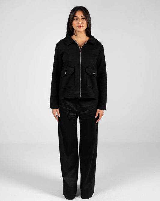 Wool Solid Jacket – Black