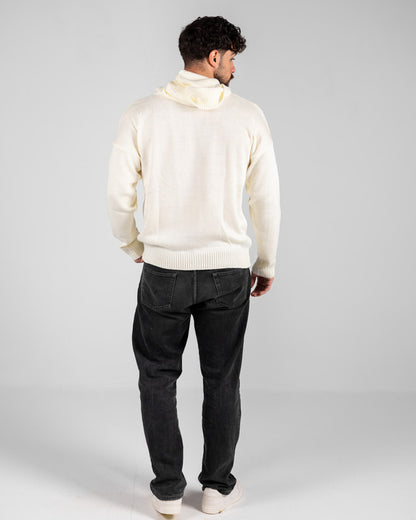 Cotton Knitted Tricot Oversized Hoodie – Off White