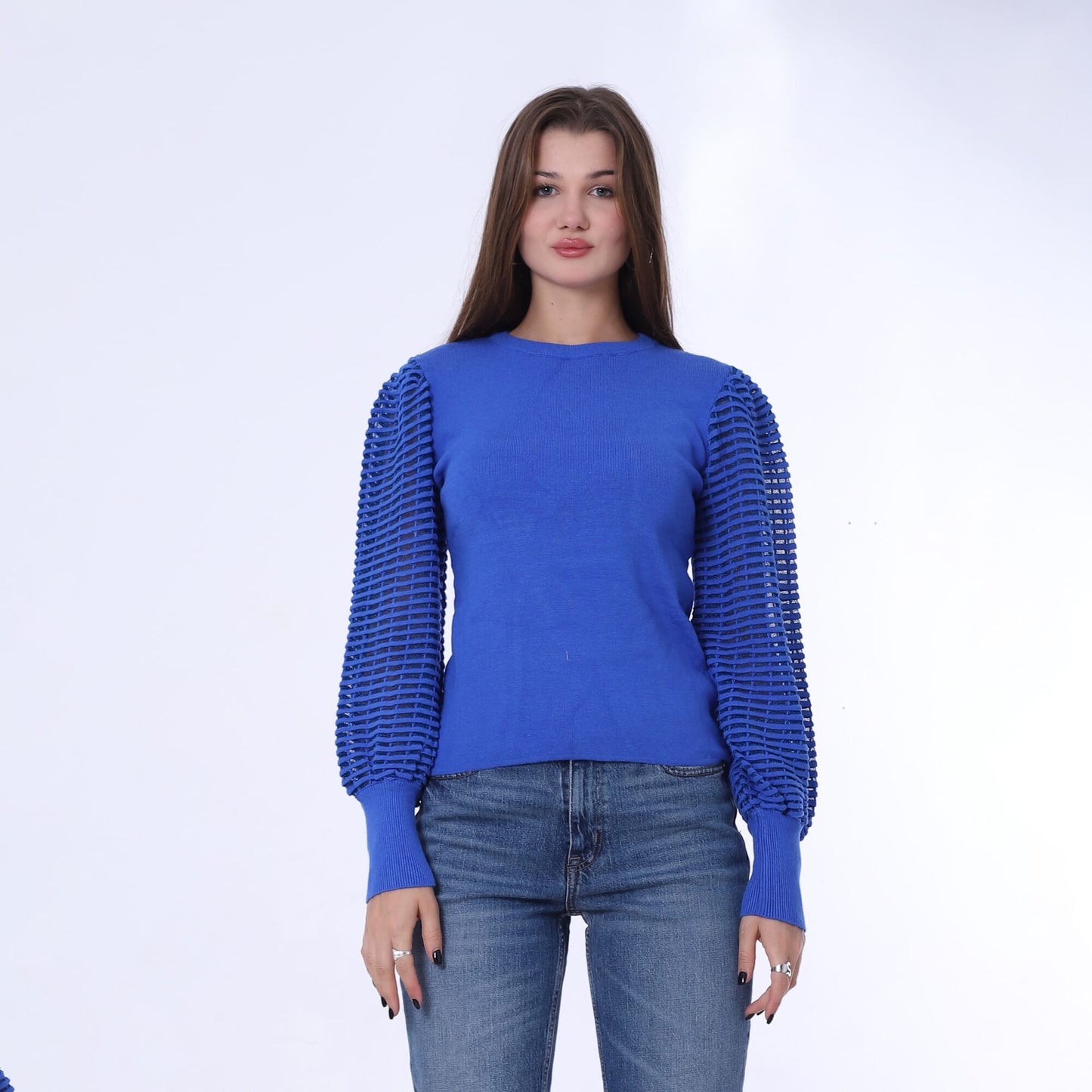 Plain Pullover With Puff Sleeves