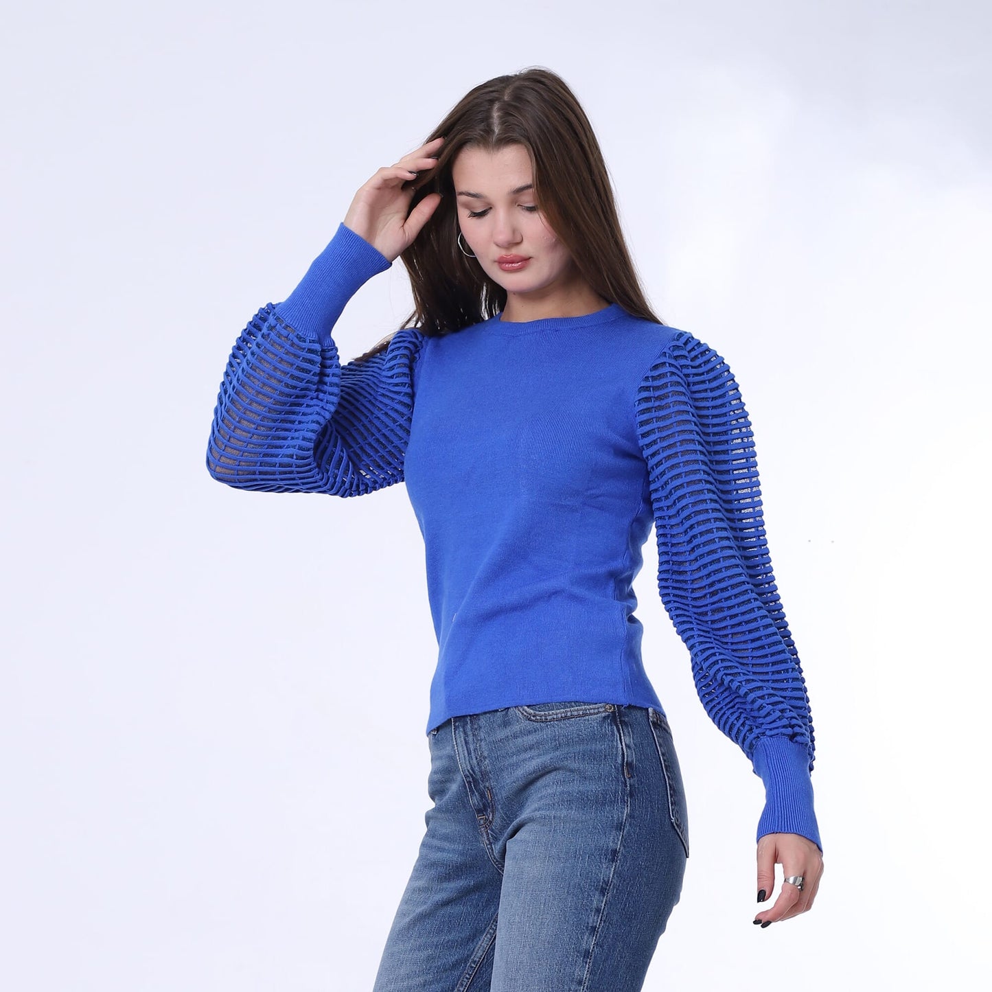 Plain Pullover With Puff Sleeves