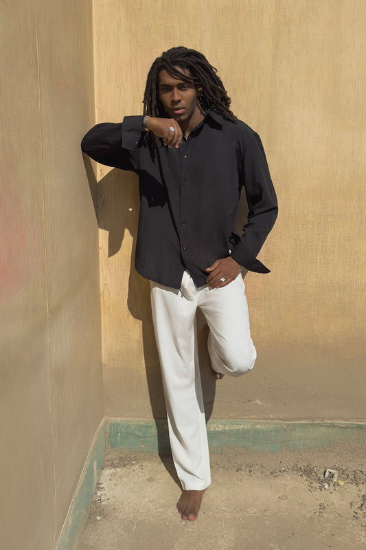 Black Elegance Linen Shirt