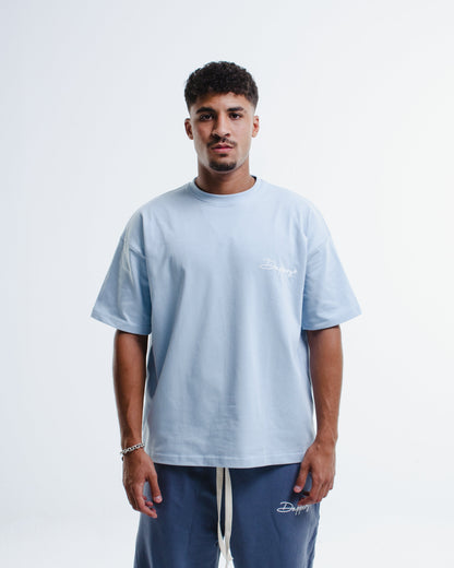 Cotton Graphic Oversized T-Shirt – Light Blue