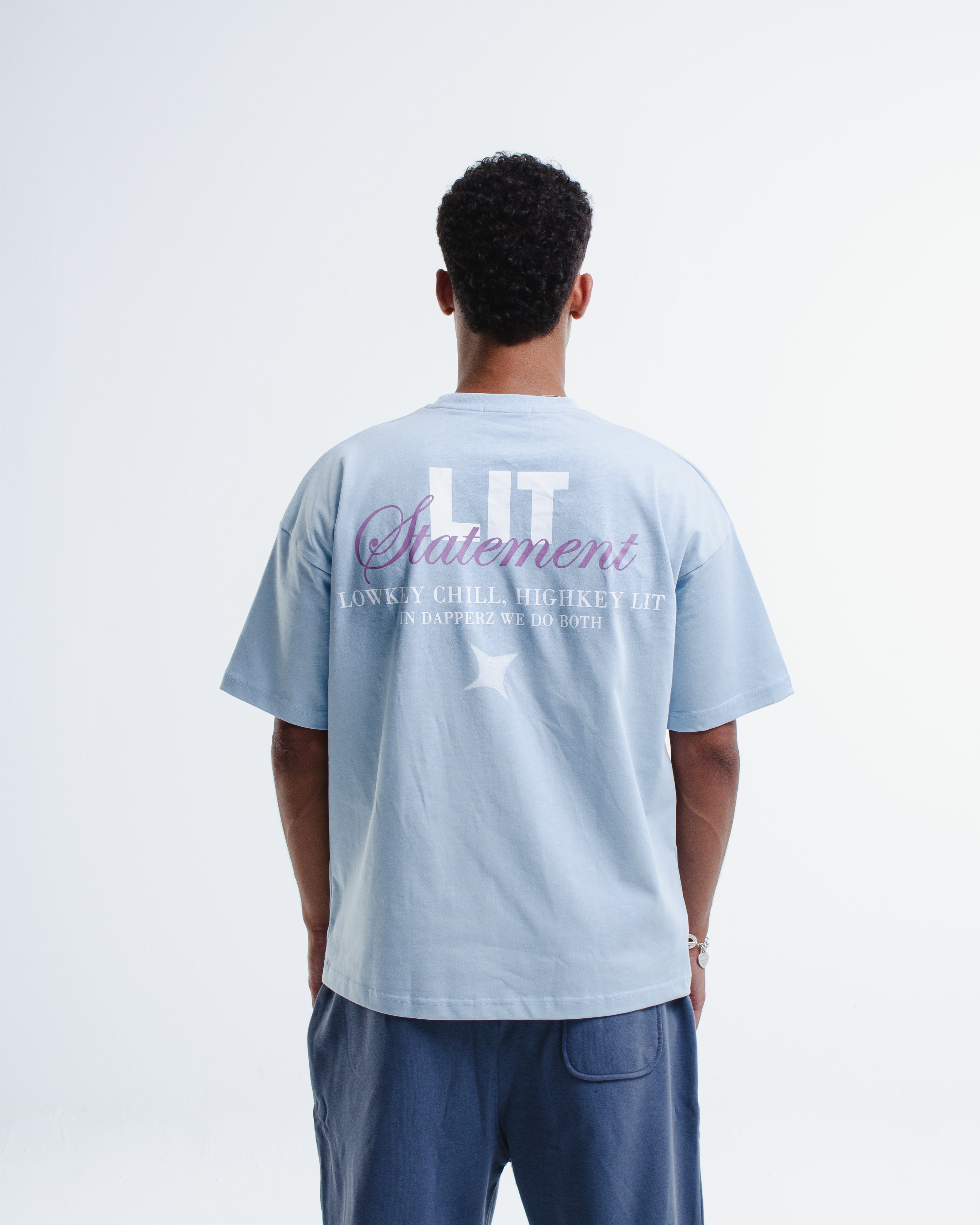 Cotton Graphic Oversized T-Shirt – Light Blue