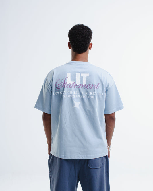Cotton Graphic Oversized T-Shirt – Light Blue