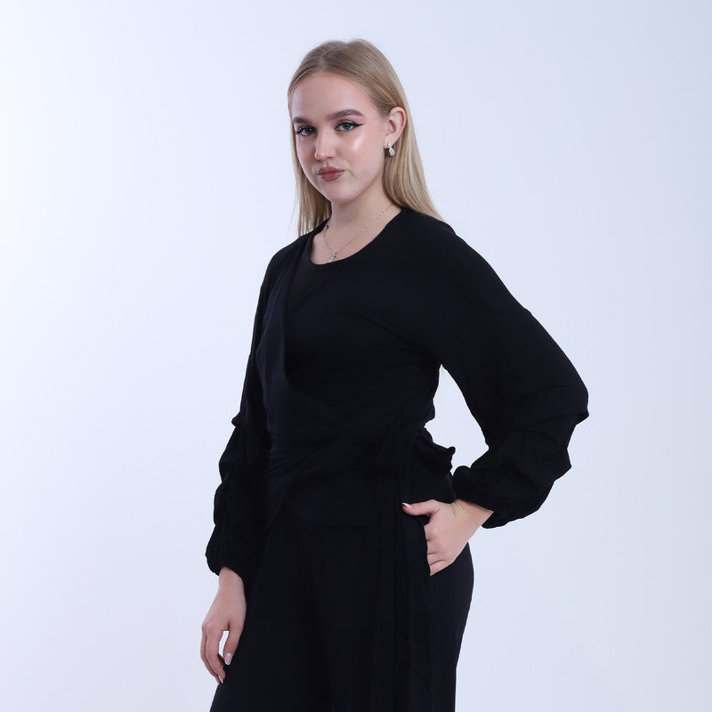 Lycra Solid Two-Piece Set – Black