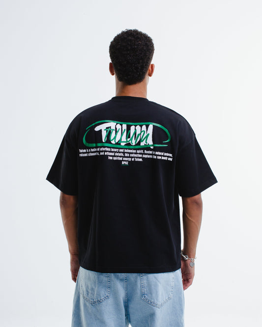 Cotton Graphic Oversized T-Shirt – Black
