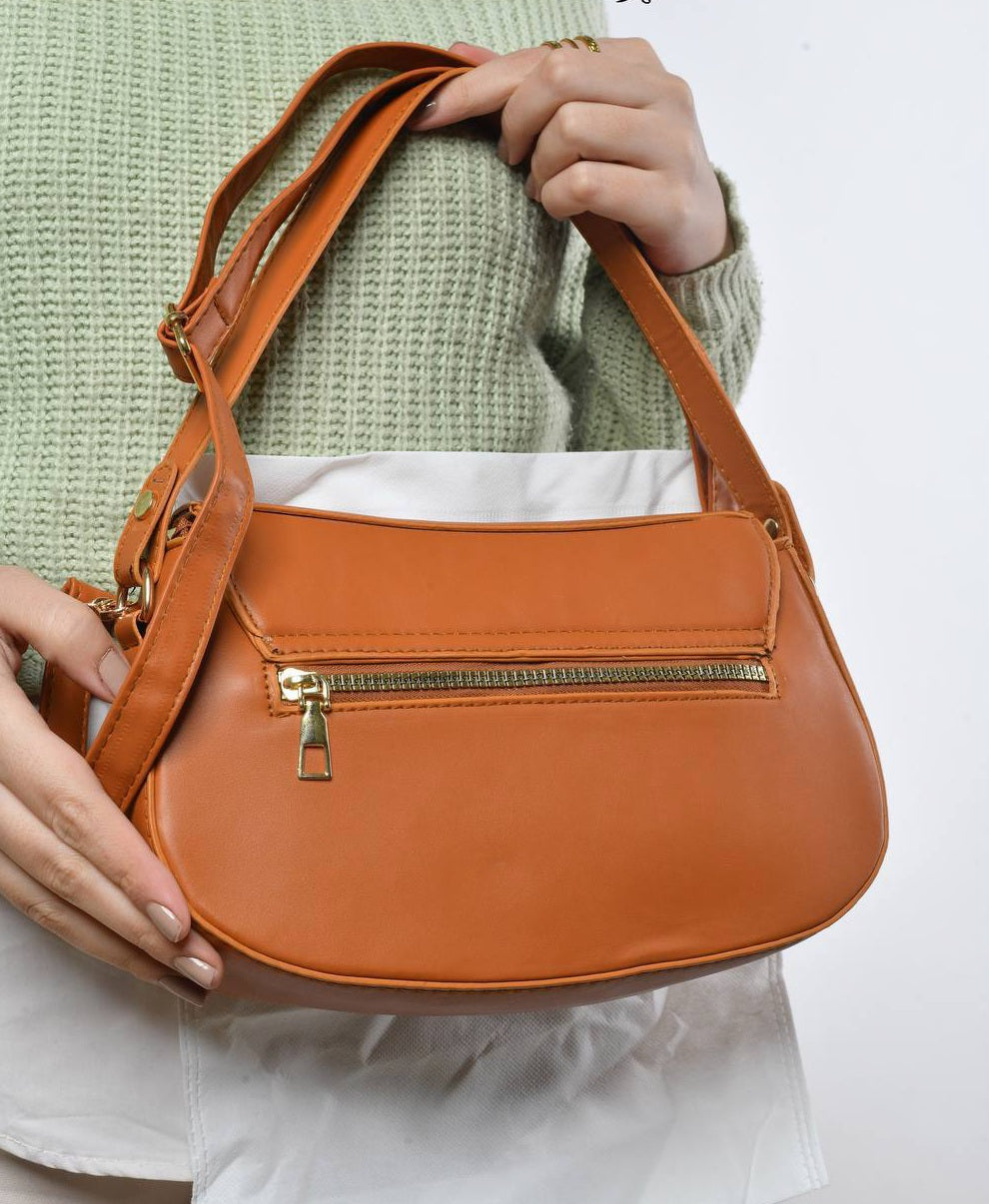 Faux Leather Golden Clasp Shoulder Bag – Havana