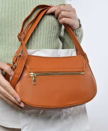 Faux Leather Golden Clasp Shoulder Bag – Havana