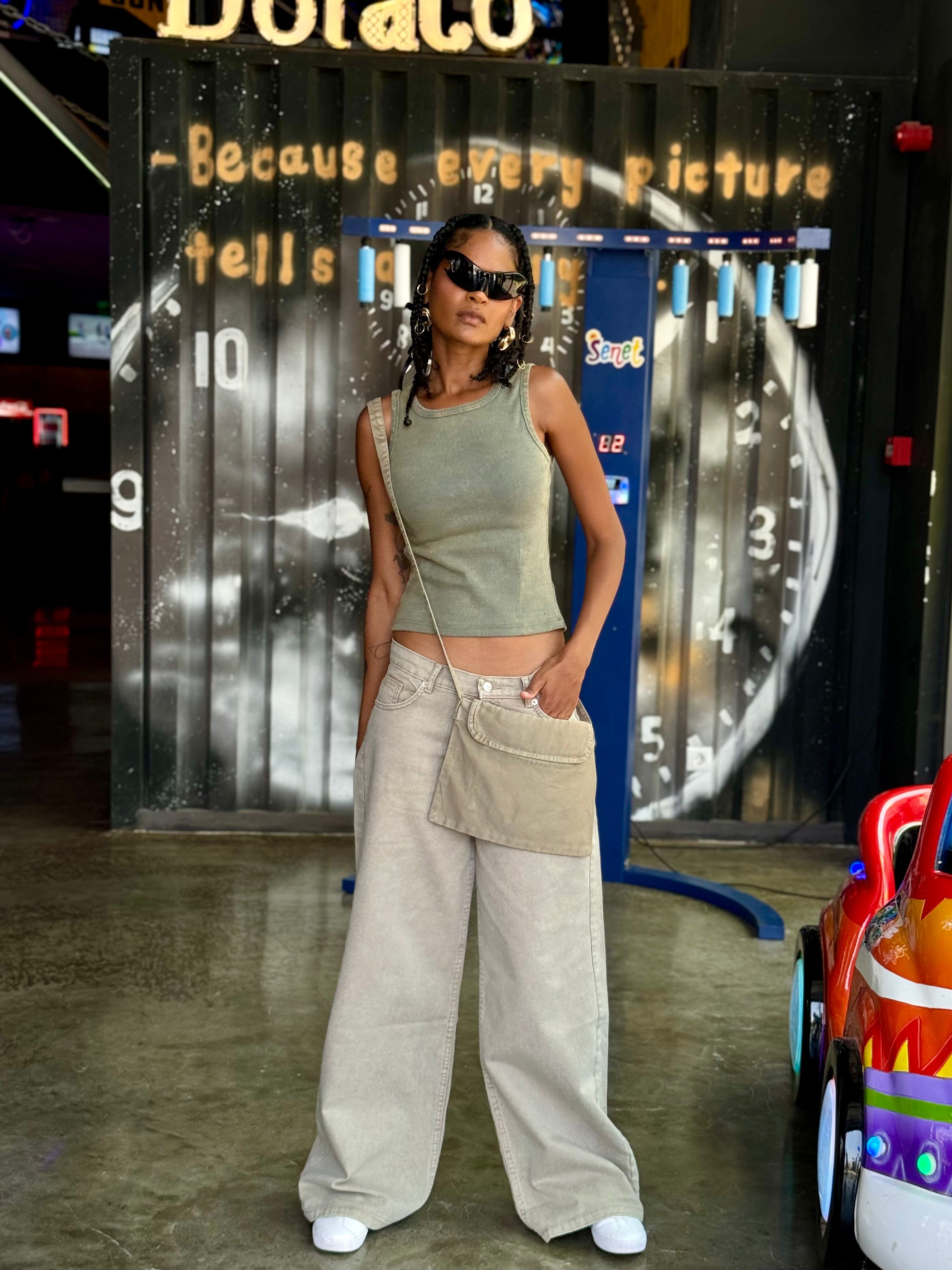 Denim Washed Wide-Leg Cut Jeanz