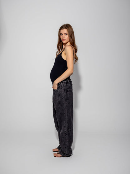 Denim Solid Balloon-Fit Maternity Jeans
