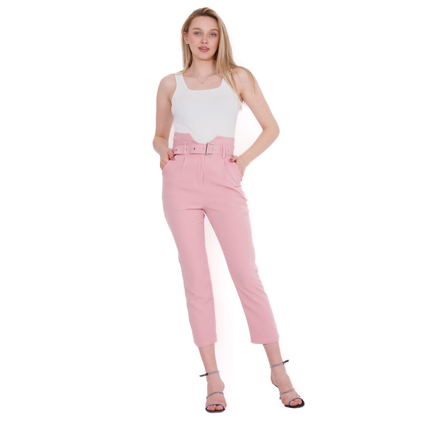 High Waist Belted Pants