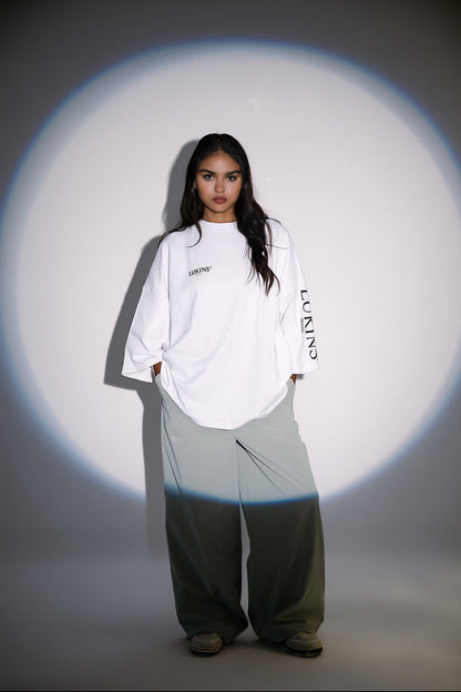 Cotton Printed Oversize T-Shirt – White