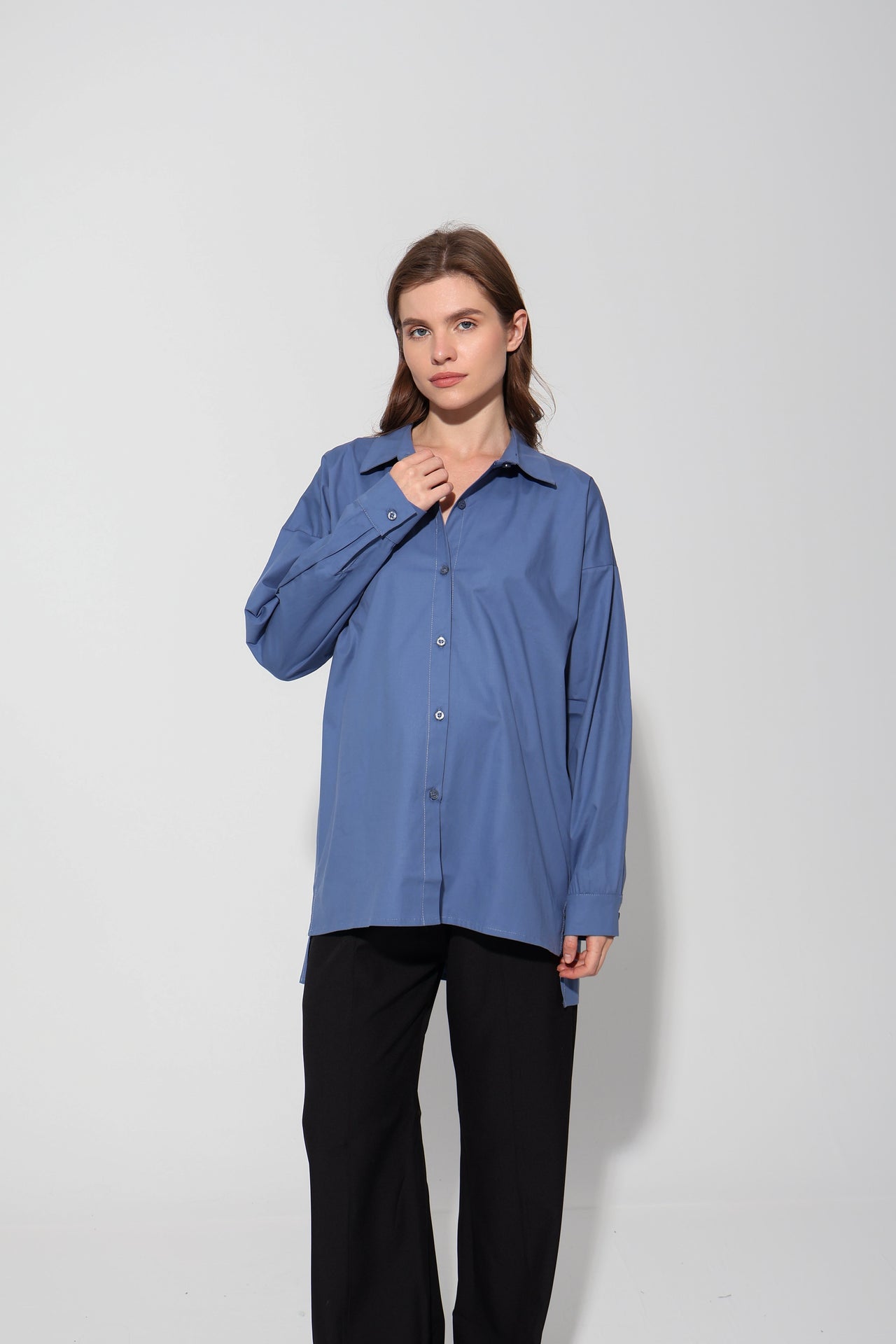 Egyptian Cotton Solid Maternity Shirt