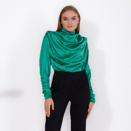 High Neck Satin Blouse