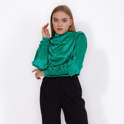 High Neck Satin Blouse