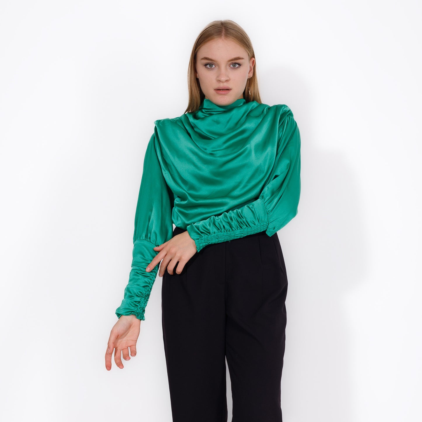 High Neck Satin Blouse