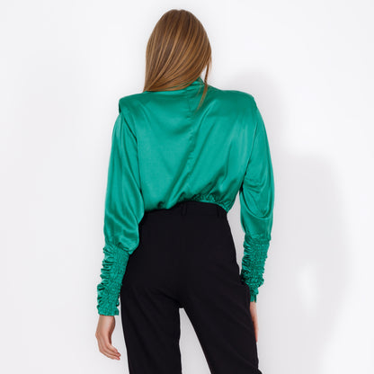 High Neck Satin Blouse