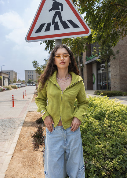 Lime Knitted Cardigan