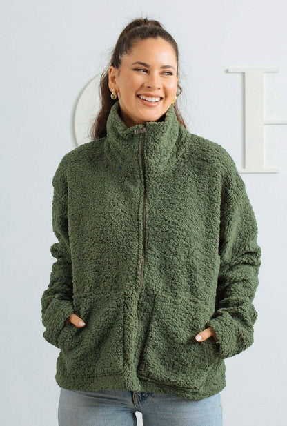 Teddy Fur Jacket - Olive