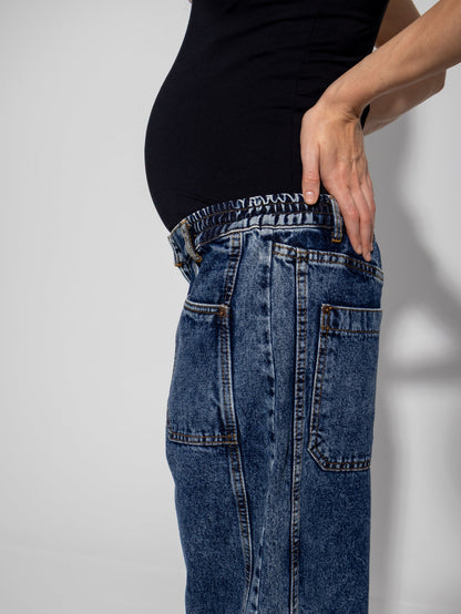 Denim Solid Balloon-Fit Maternity Jeans