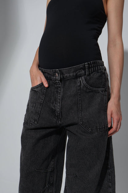 Denim Solid Balloon-Fit Maternity Jeans