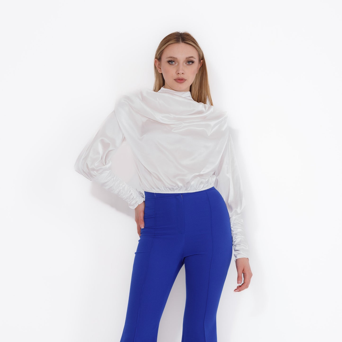 High Neck Satin Blouse