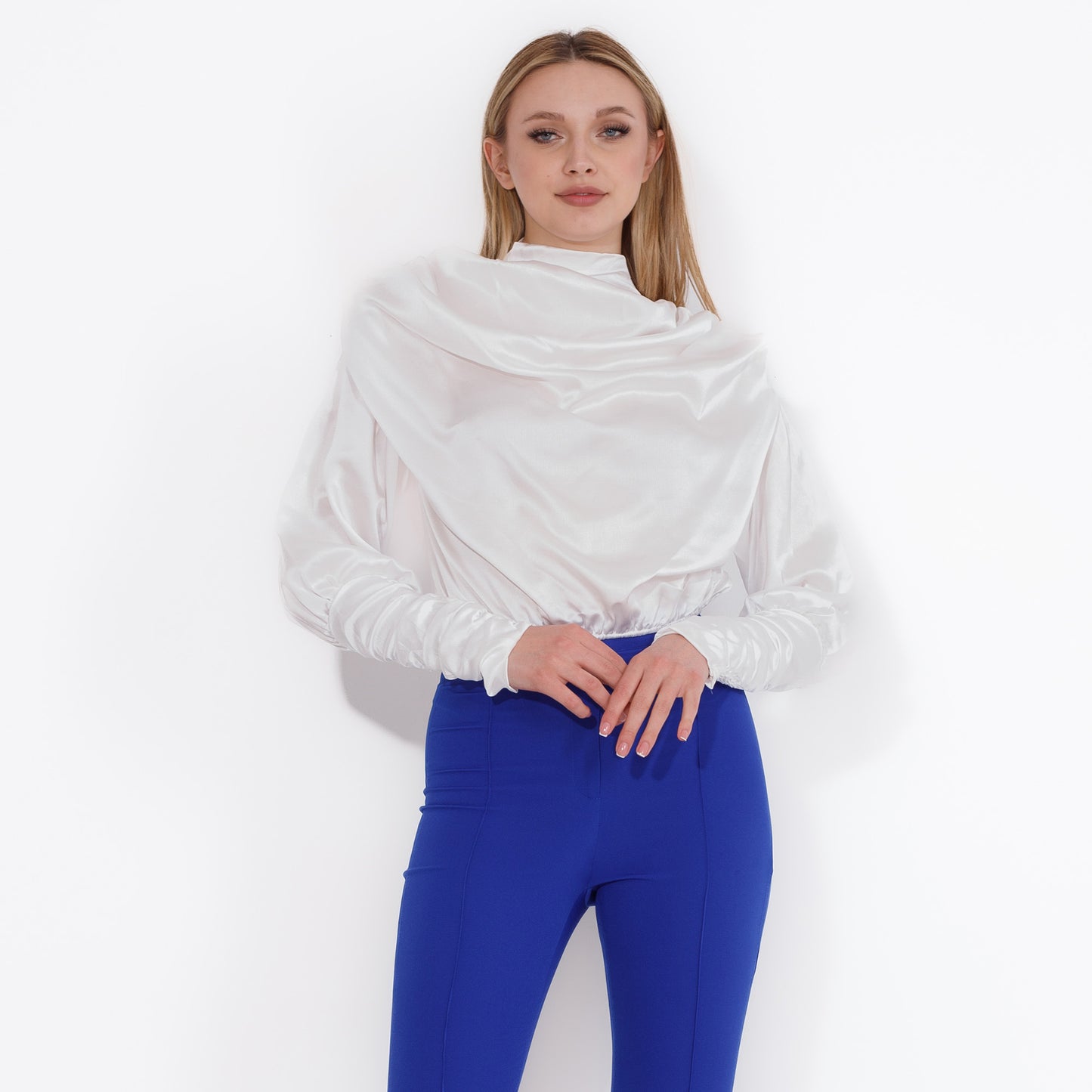 High Neck Satin Blouse