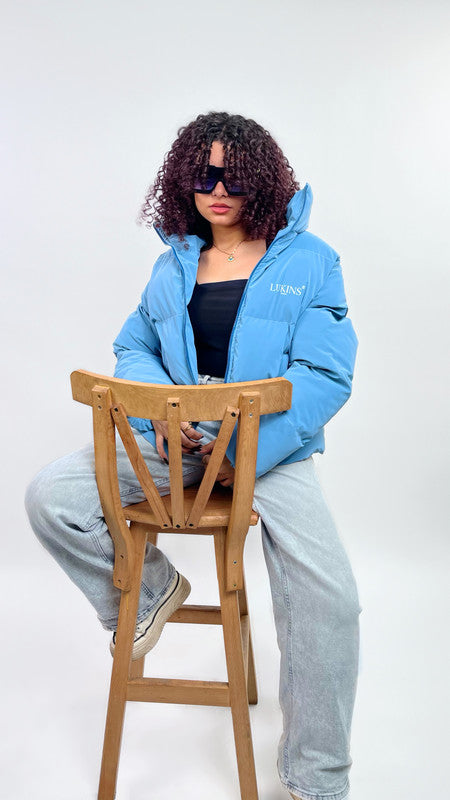 Waterproof Solid Puffer Jacket – Teal Blue