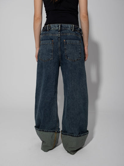 Denim Washed Turn-Up Maternity Jeans – Greenish Blue