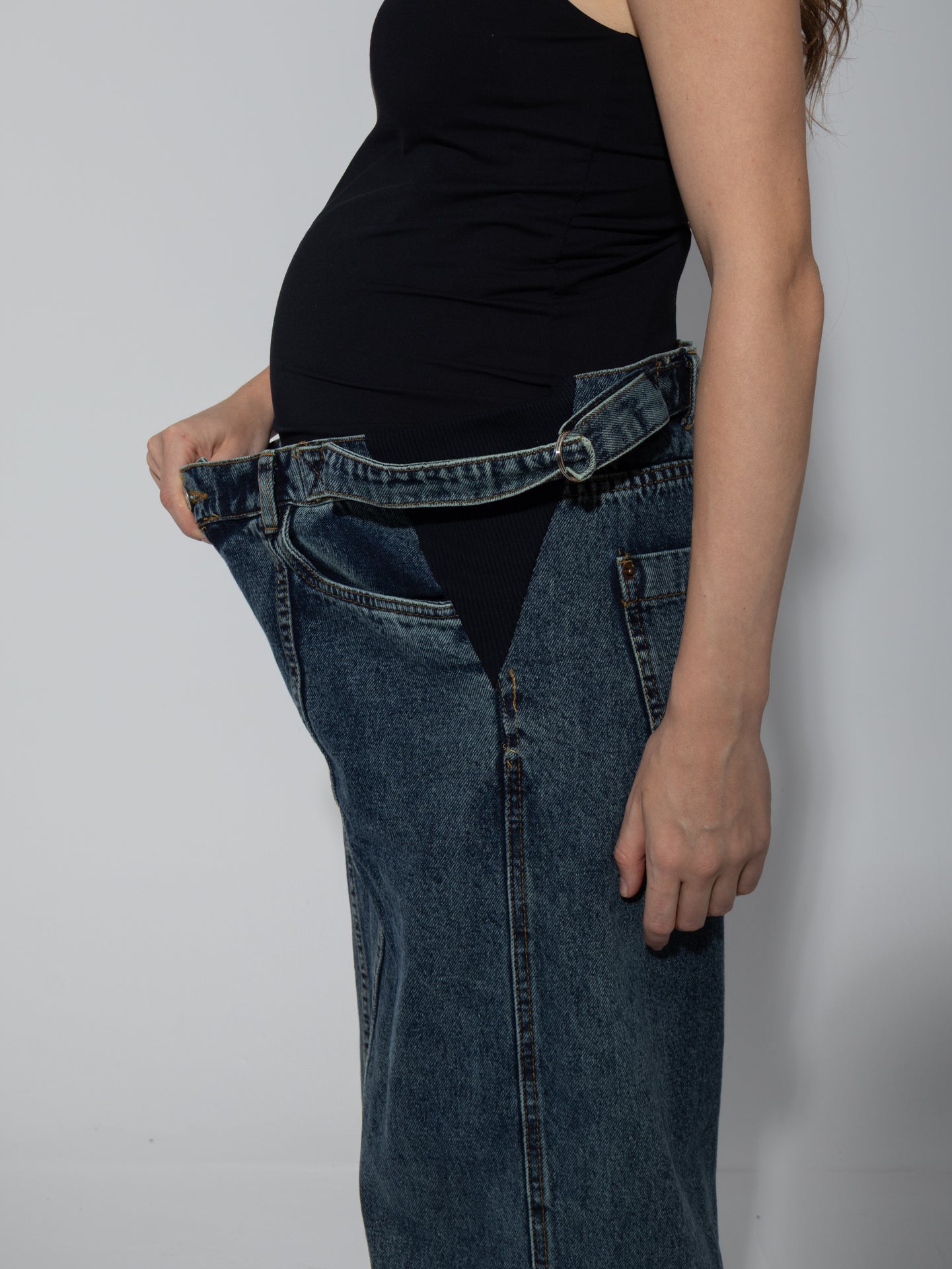 Denim Washed Turn-Up Maternity Jeans – Greenish Blue