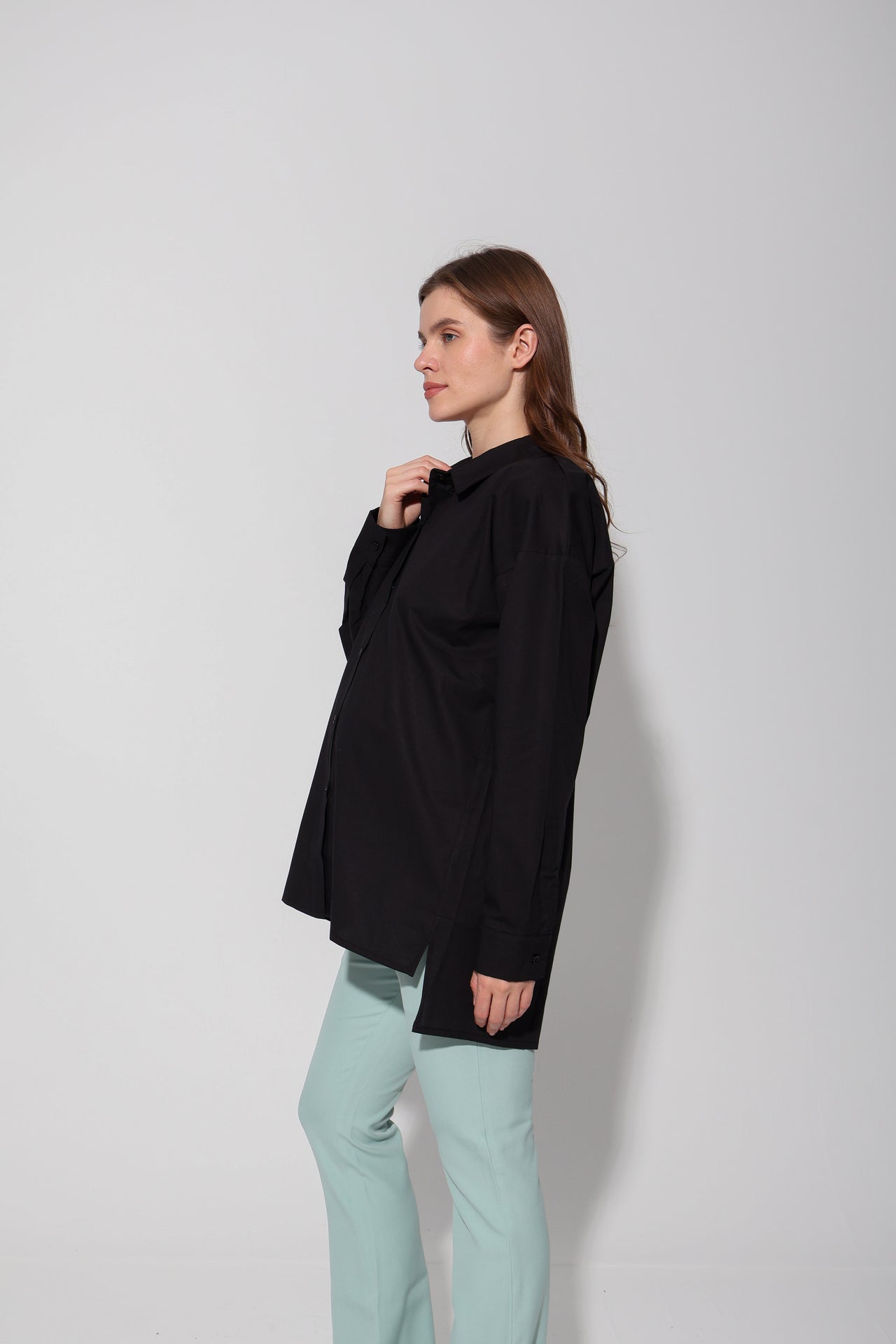 Egyptian Cotton Solid Maternity Shirt