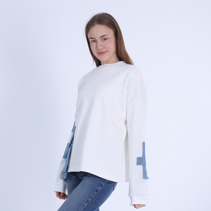 Melton Hoodie with Jeans Pocket-Off White