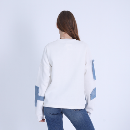 Melton Hoodie with Jeans Pocket-Off White
