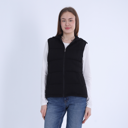 Knitted Vest with zipper-Black