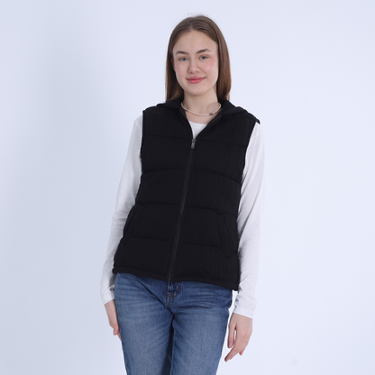 Knitted Vest with zipper-Black