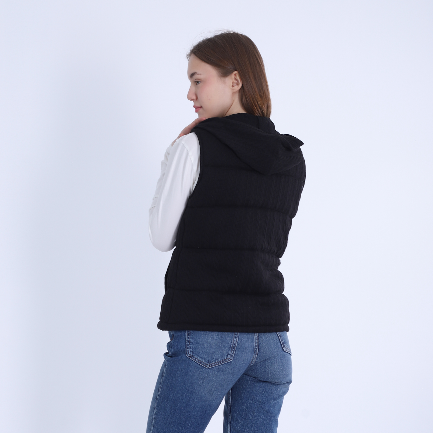 Knitted Vest with zipper-Black