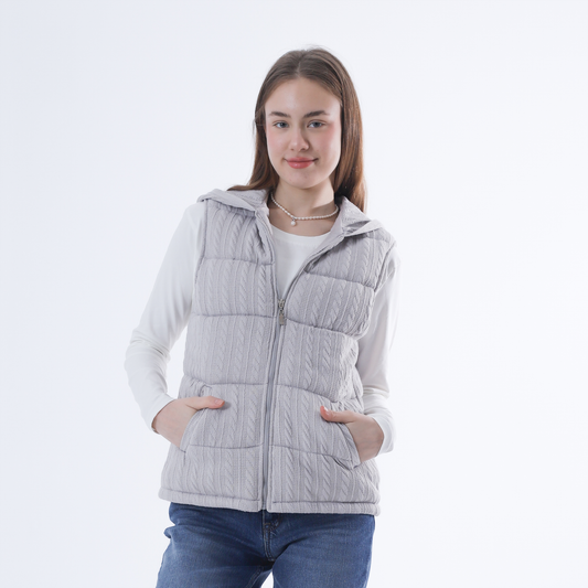 Knitted Vest with zipper-Grey