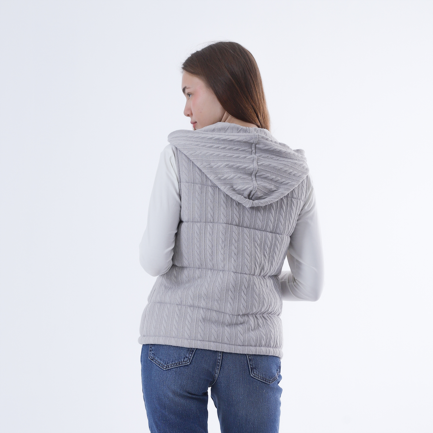 Knitted Vest with zipper-Grey