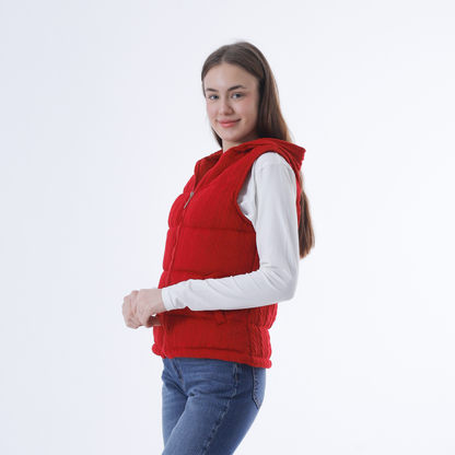 Knitted Vest with zipper-Red