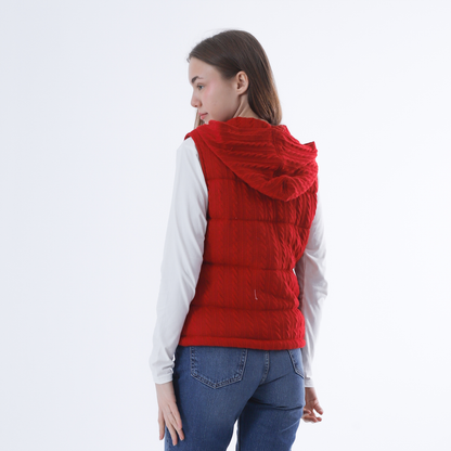 Knitted Vest with zipper-Red