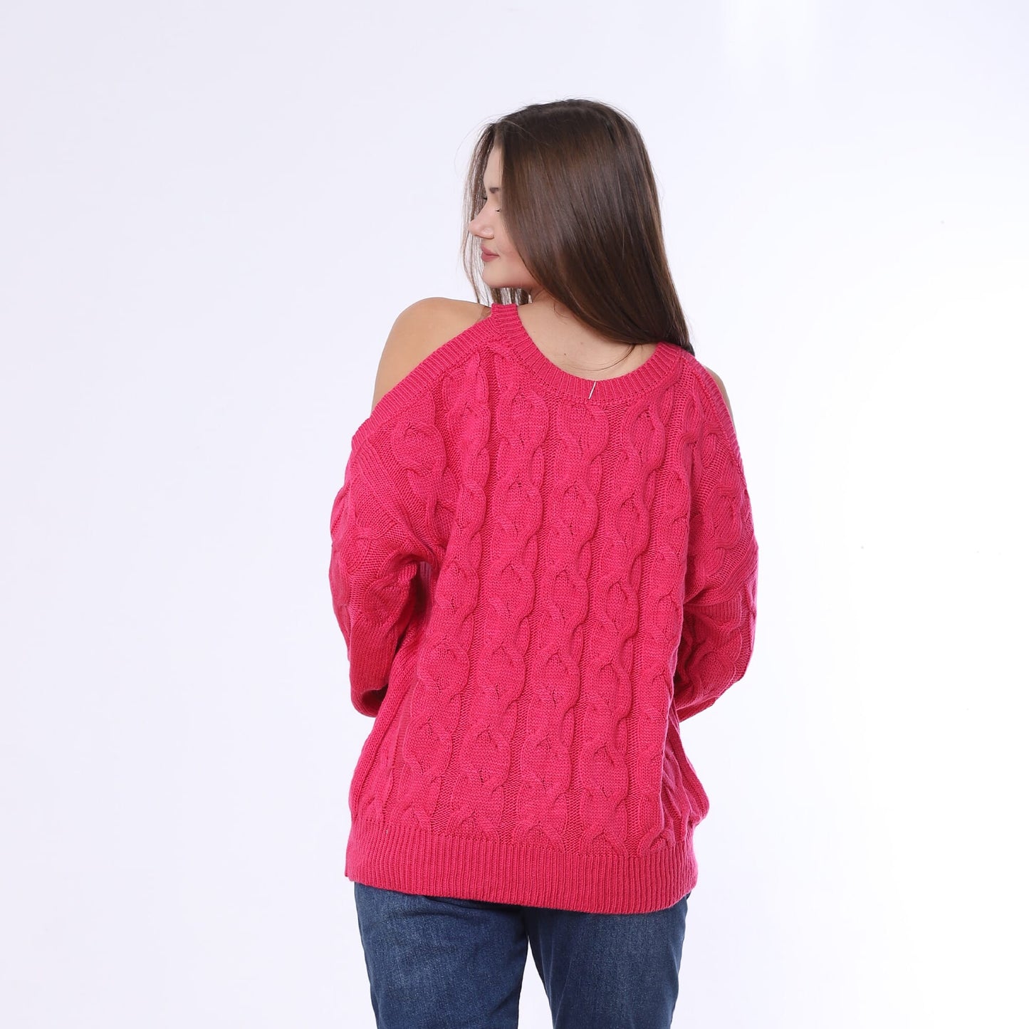 Knitted Pullover Open Shoulder