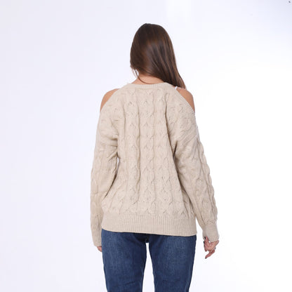 Knitted Pullover Open Shoulder