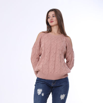 Knitted Pullover Open Shoulder